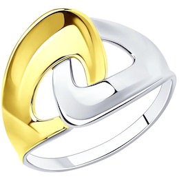Кольцо из золочёного серебра с родированием и золочением 94013260