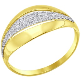 Кольцо из желтого золота с фианитами 016654-2