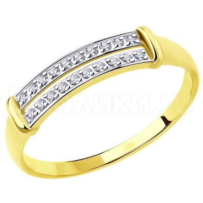 Кольцо из желтого золота с фианитами 018359-2