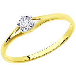 Кольцо из желтого золота с фианитом 018518-2