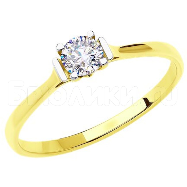 Кольцо из желтого золота с фианитом 018615-2