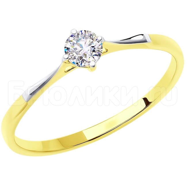 Кольцо из желтого золота с фианитом 018637-2
