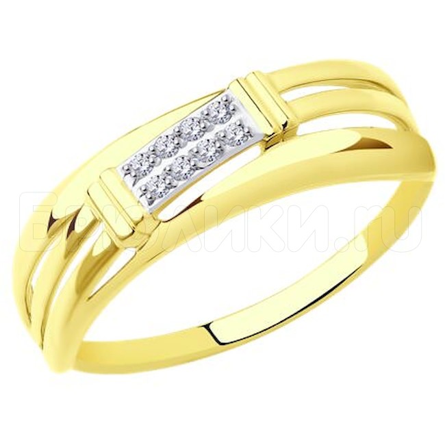 Кольцо из желтого золота с фианитами 018750-2