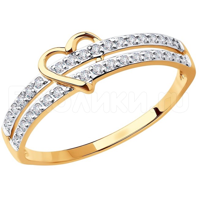 Кольцо из золота с фианитами 018814