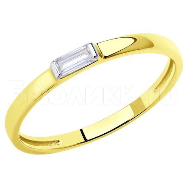 Кольцо из желтого золота с фианитом 018845-2