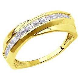 Кольцо из желтого золота с фианитами 018968-2
