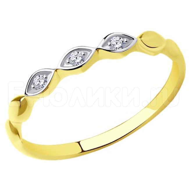 Кольцо из желтого золота с фианитами 018974-2