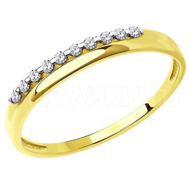 Кольцо из желтого золота с фианитами 019010-2