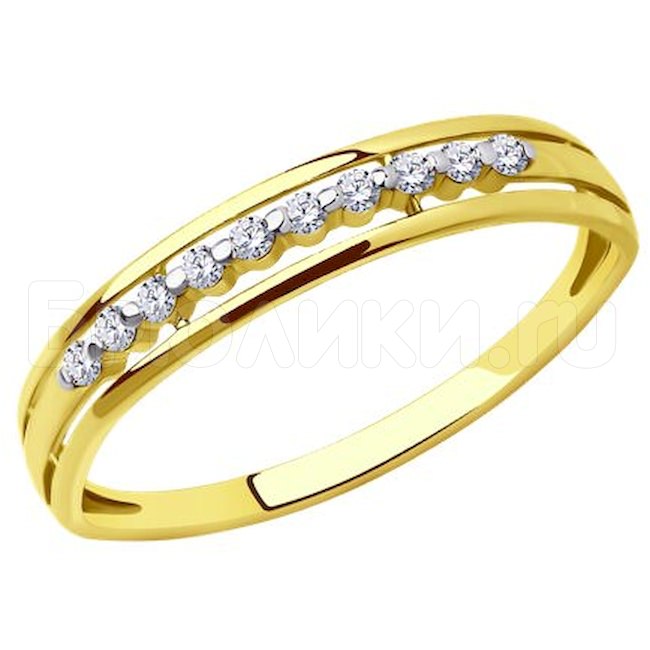 Кольцо из желтого золота с фианитами 019086-2