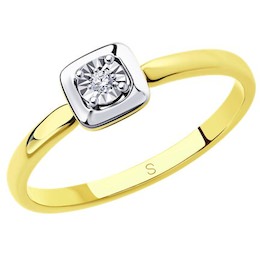 Кольцо из комбинированного золота с бриллиантом 1011682-2