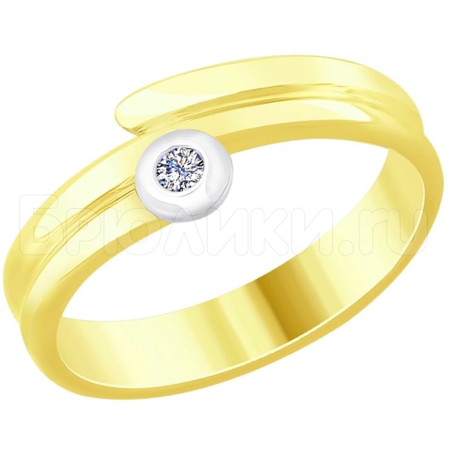 Кольцо из желтого золота с бриллиантом 1011720-2