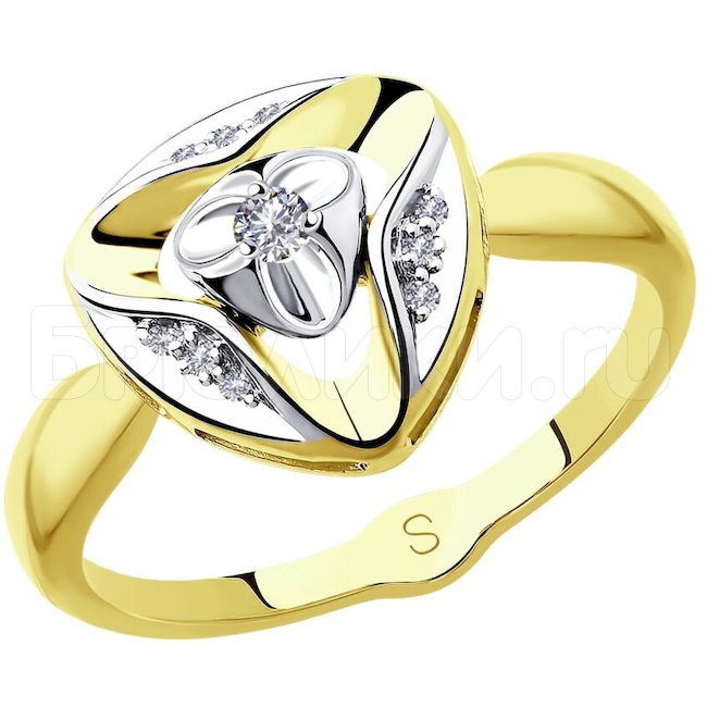 Кольцо из желтого золота с бриллиантами 1011856-2