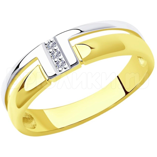 Кольцо из желтого золота с бриллиантами 1012004-2