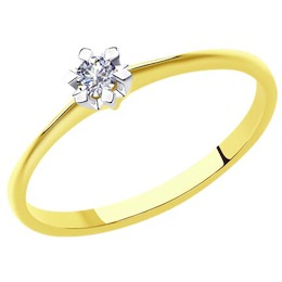 Кольцо из желтого золота с бриллиантом 1012006-2