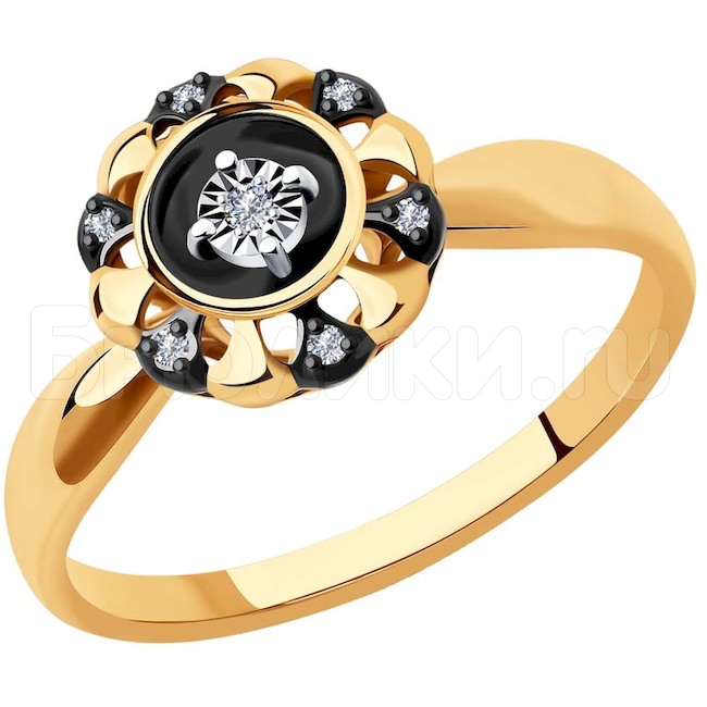 Кольцо из комбинированного золота с бриллиантами 1012067