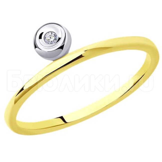 Кольцо из желтого золота с бриллиантом 1012100-2