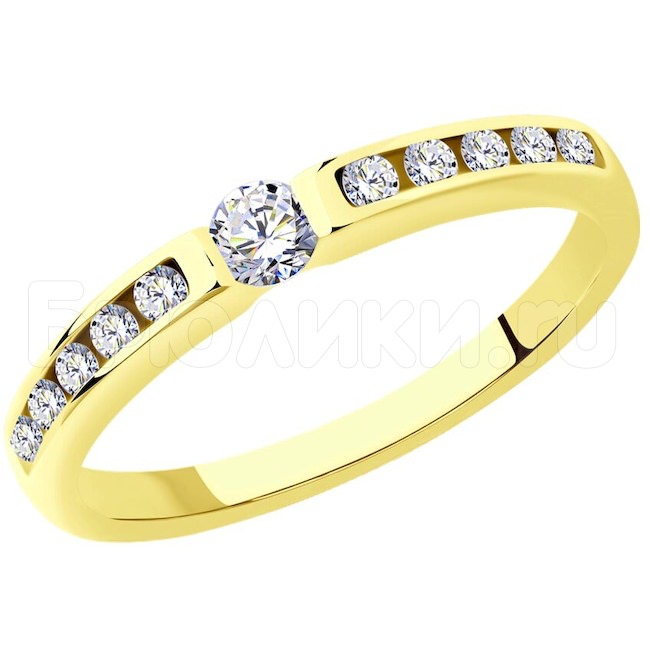 Кольцо из желтого золота с бриллиантами 1012190-2