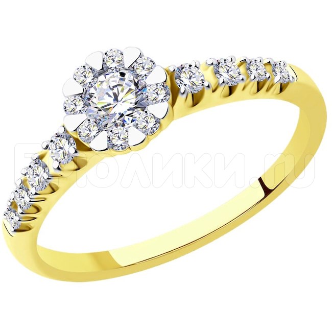Кольцо из желтого золота с бриллиантами 1012199-2