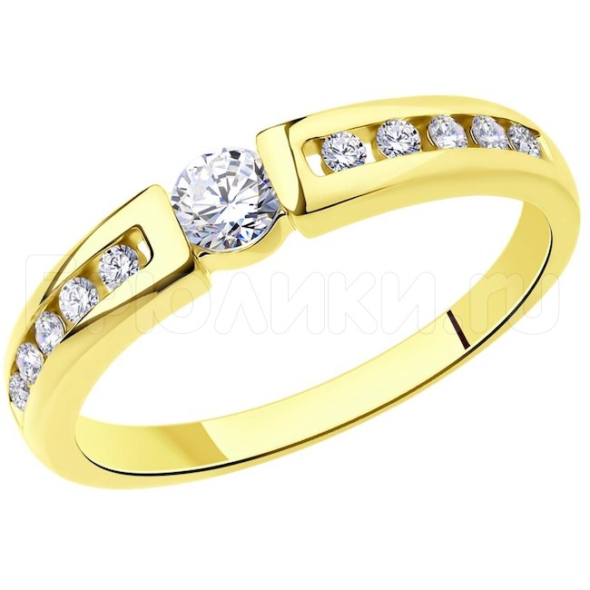 Кольцо из желтого золота с бриллиантами 1012215-2
