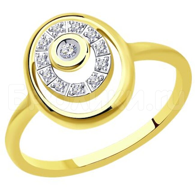 Кольцо из желтого золота с бриллиантами 1012219-2