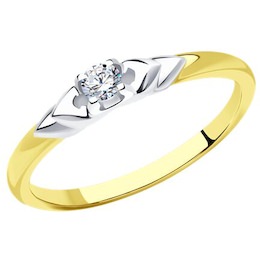 Кольцо из желтого золота с бриллиантом 1012258-2
