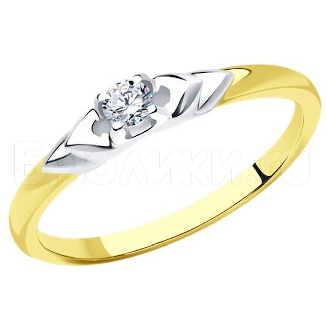 Кольцо из желтого золота с бриллиантом 1012258-2