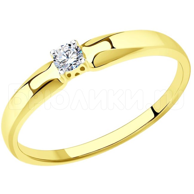 Кольцо из желтого золота с бриллиантом 1012259-2