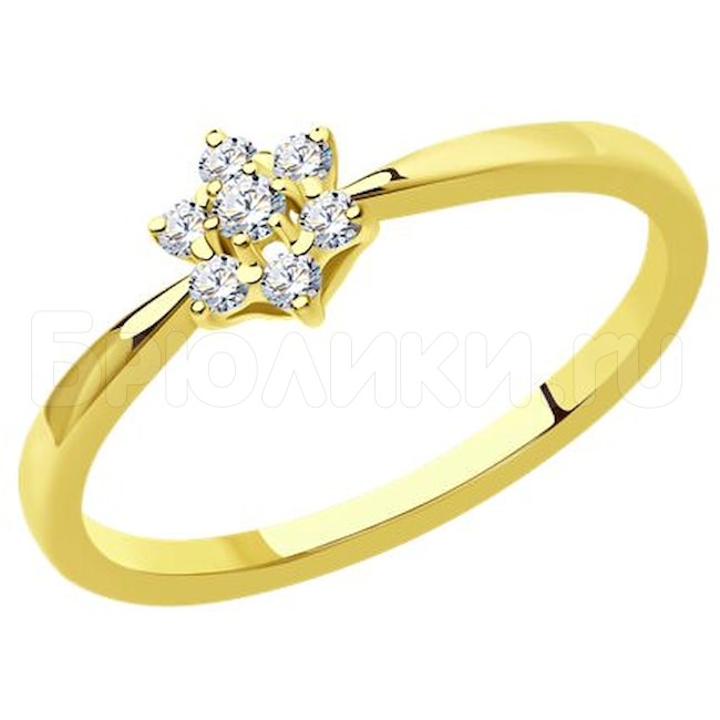 Кольцо из желтого золота с бриллиантами 1012291-2