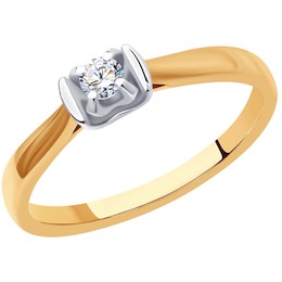 Кольцо из комбинированного золота с бриллиантом 1012302