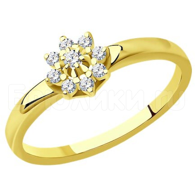 Кольцо из желтого золота с бриллиантами 1012338-2