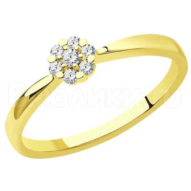 Кольцо из желтого золота с бриллиантами 1012341-2