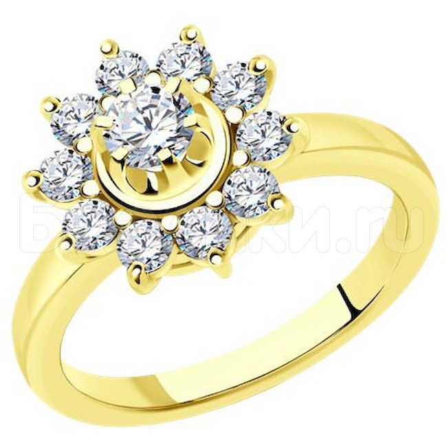 Кольцо из желтого золота с бриллиантами 1012396-2