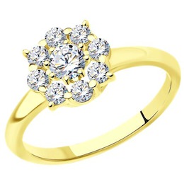 Кольцо из желтого золота с бриллиантами 1012402-2