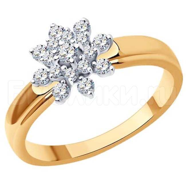 Кольцо из комбинированного золота с бриллиантами 1012414