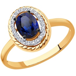 Кольцо из золота с бриллиантами и сапфиром 2011174