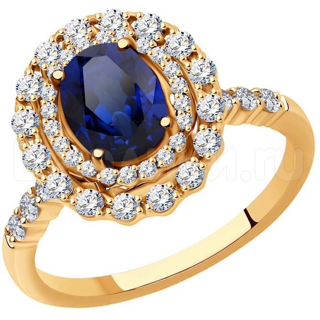 Кольцо из золота с бриллиантами и сапфиром 2011211