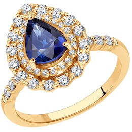 Кольцо из золота с бриллиантами и сапфиром 2011214