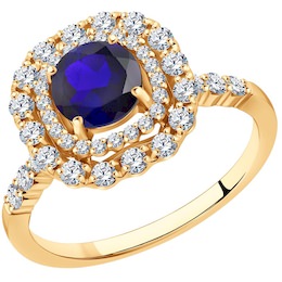 Кольцо из золота с бриллиантами и сапфиром 2011223