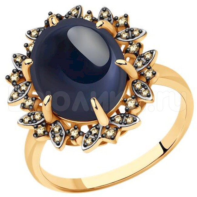 Кольцо из золота с бриллиантами и сапфиром 2011252