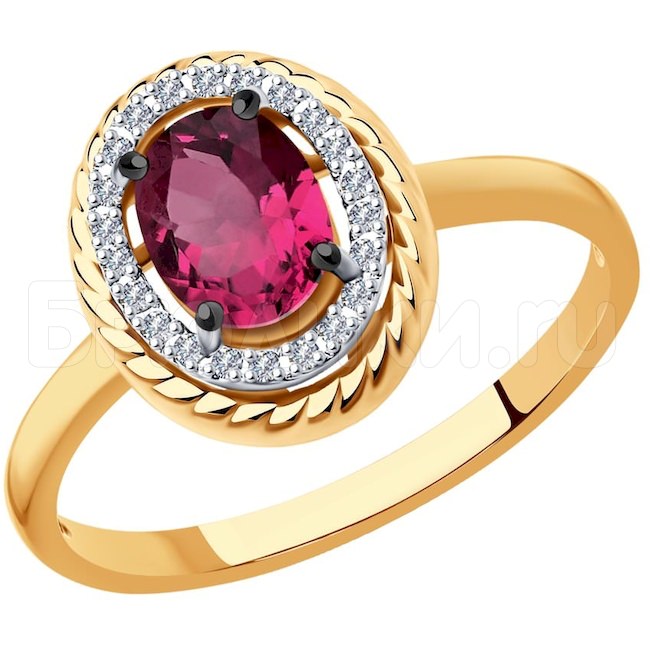 Кольцо из золота с бриллиантами и рубином 4010657
