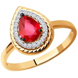 Кольцо из золота с бриллиантами и рубином 4010658