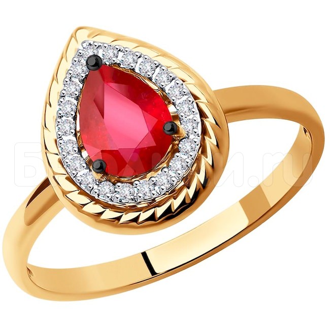 Кольцо из золота с бриллиантами и рубином 4010658