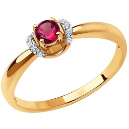 Кольцо из золота с бриллиантами и рубином 4010668