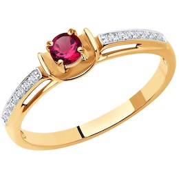 Кольцо из золота с бриллиантами и рубином 4010669