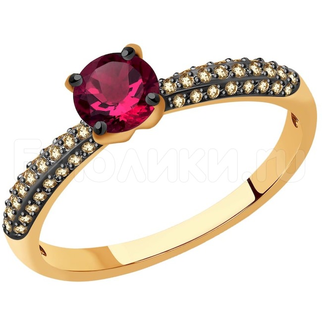Кольцо из золота с бриллиантами и рубином 4010678