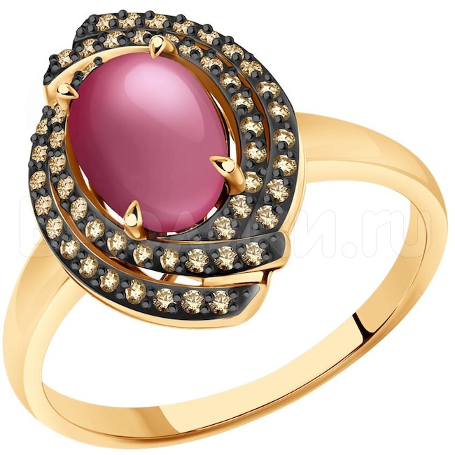 Кольцо из золота с бриллиантами и рубином 4010682