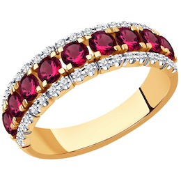 Кольцо из золота с бриллиантами и рубинами 4010683