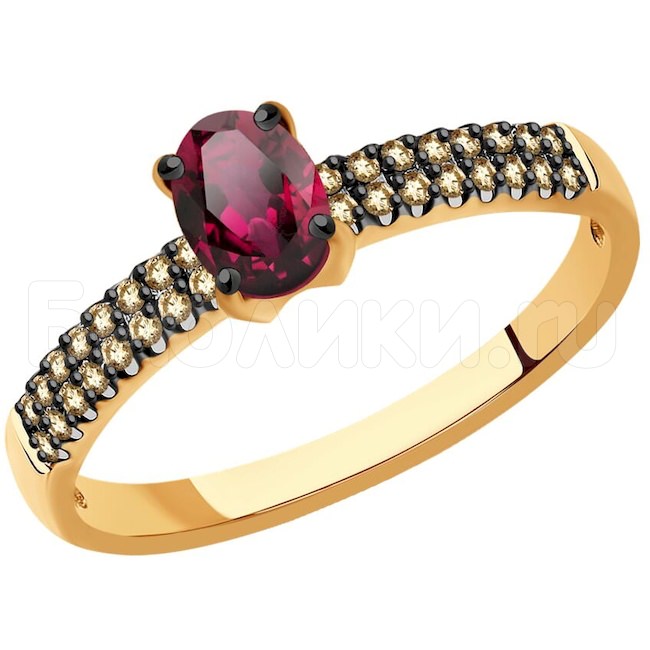 Кольцо из золота с бриллиантами и рубином 4010684
