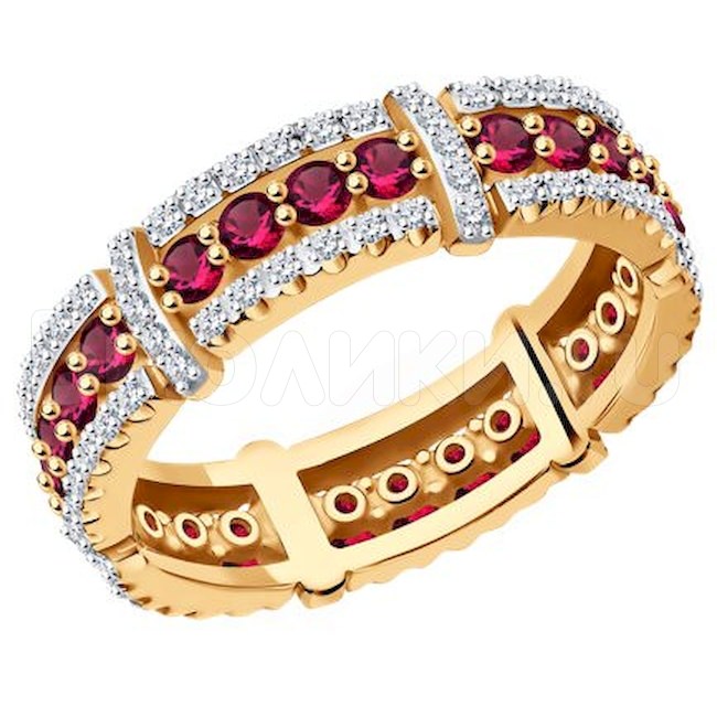 Кольцо из золота с бриллиантами и рубинами 4010687