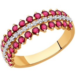 Кольцо из золота с бриллиантами и рубинами 4010703